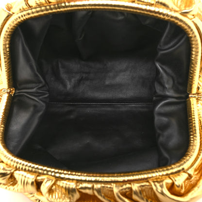 Bottega Veneta Metallic Bark Calfskin Embossed The Pouch Oversized Clutch Oro 5 of 10