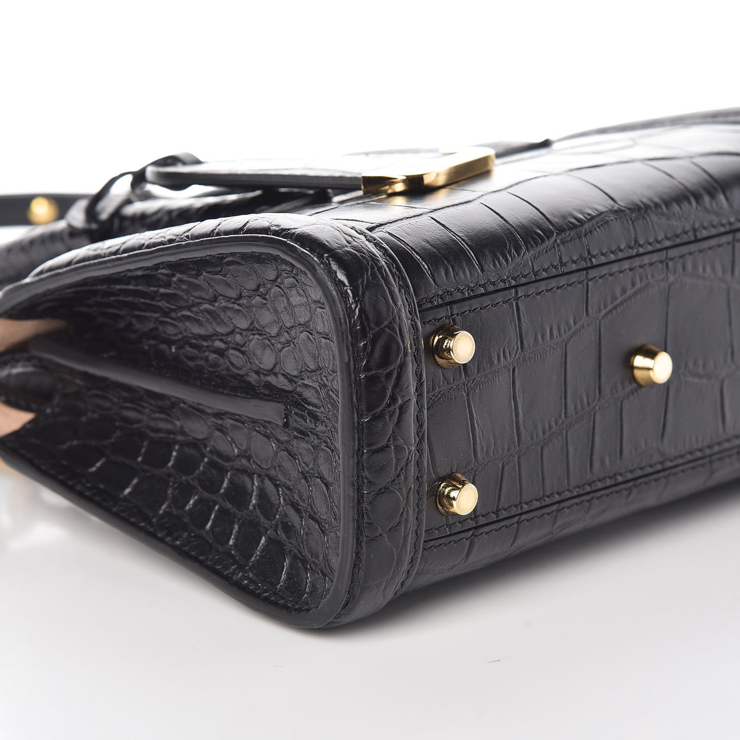 Calfskin Crocodile Embossed Mini Heroine 21 Black