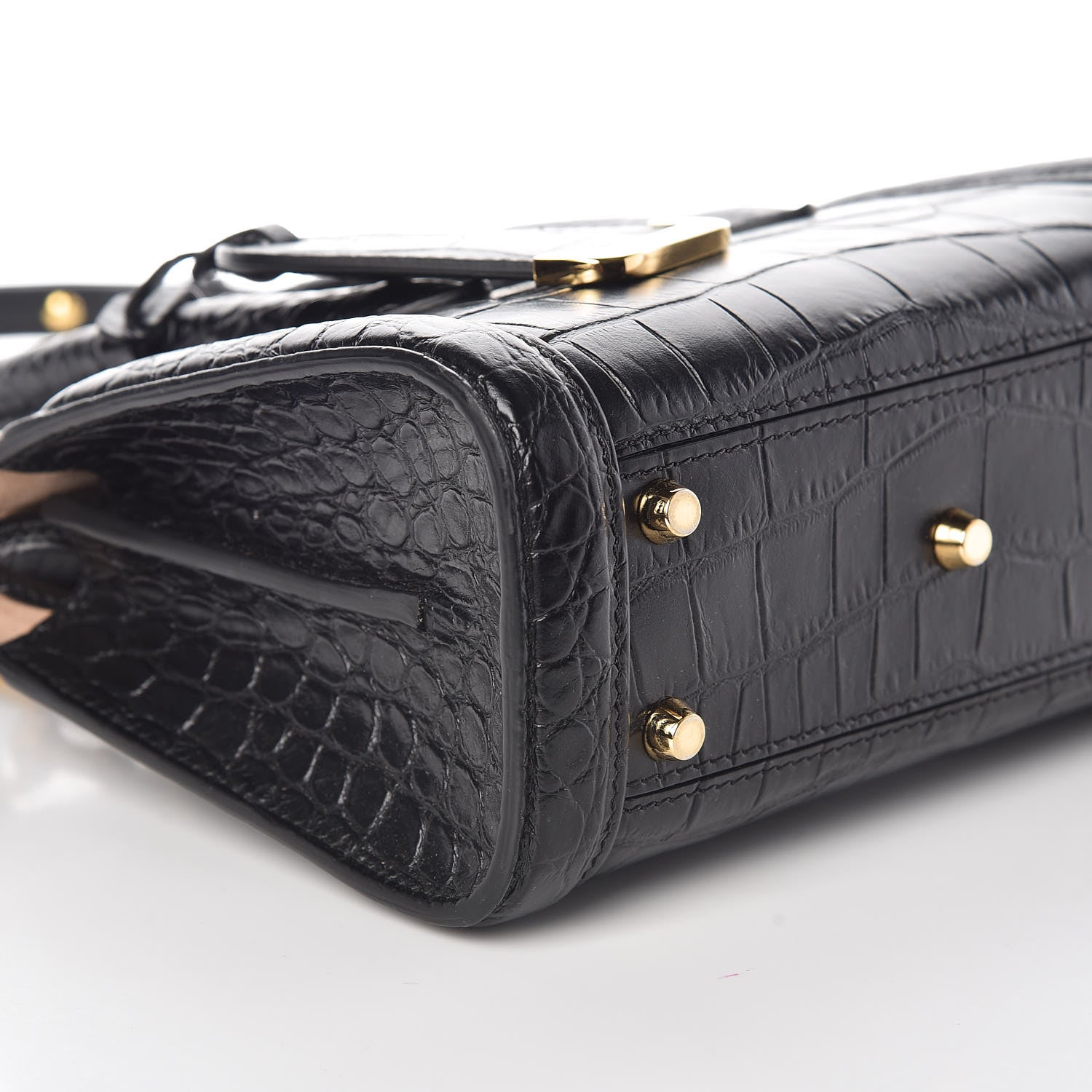 Alexander McQueen Calfskin Crocodile Embossed Mini Heroine 21 Black 5 of 8