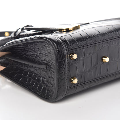 Alexander McQueen Calfskin Crocodile Embossed Mini Heroine 21 Black 5 of 8