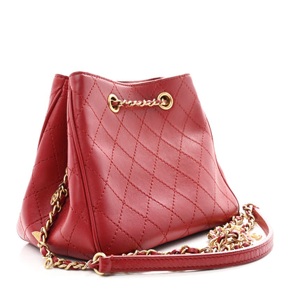Chanel Calfskin Stitched Small Egyptian Amulet Drawstring Bag Red 3 of 10