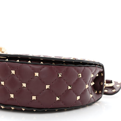 Valentino Garavani Nappa Medium Rockstud Spike Halfmoon Saddle Bag Rubin 9 of 9