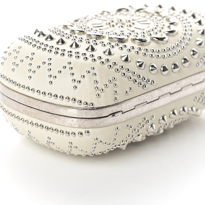 Alexander McQueen Nappa Studded Crochet Skull Box Clutch Ivory 6 of 7