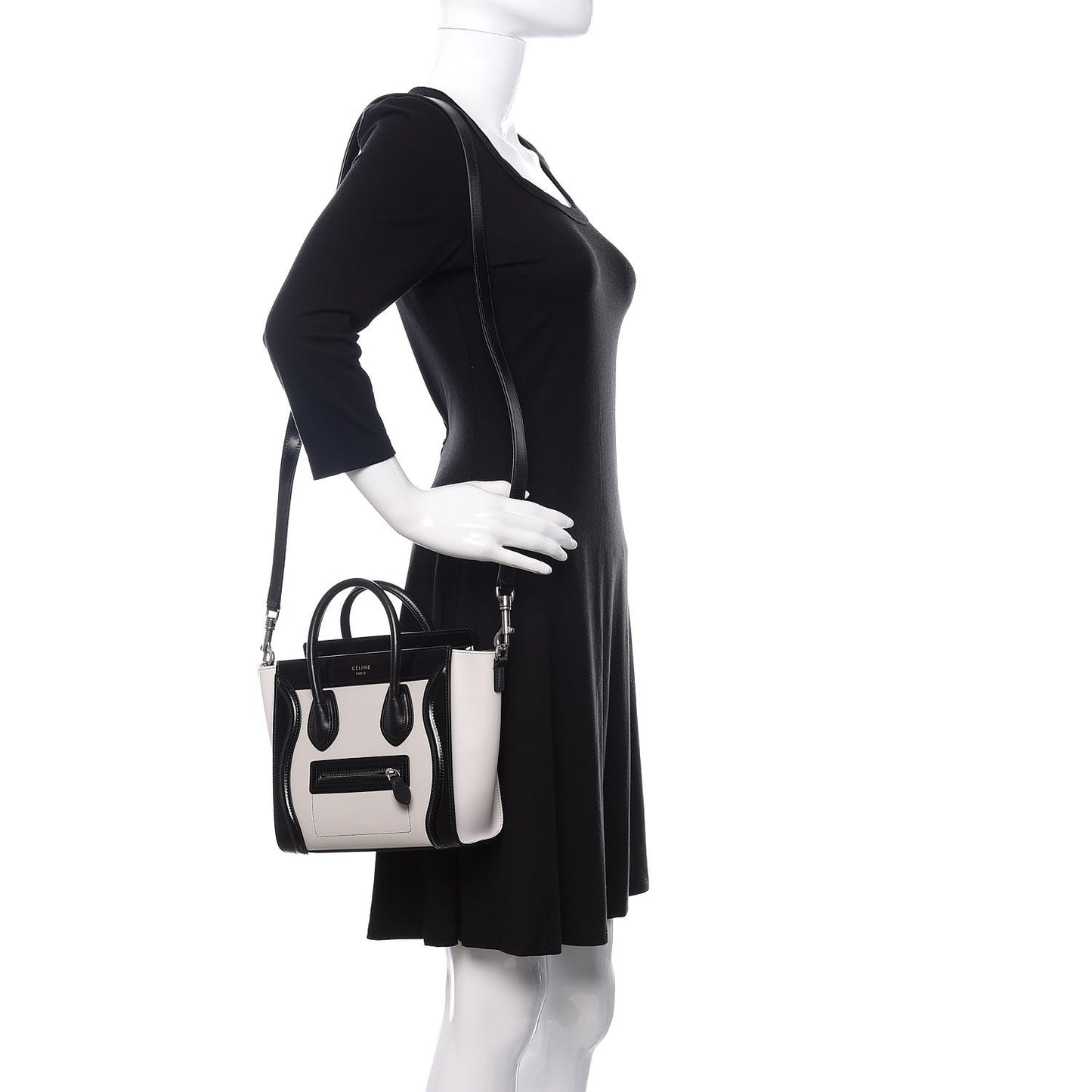 Smooth Calfskin Lizard Embossed Nano Luggage White Black