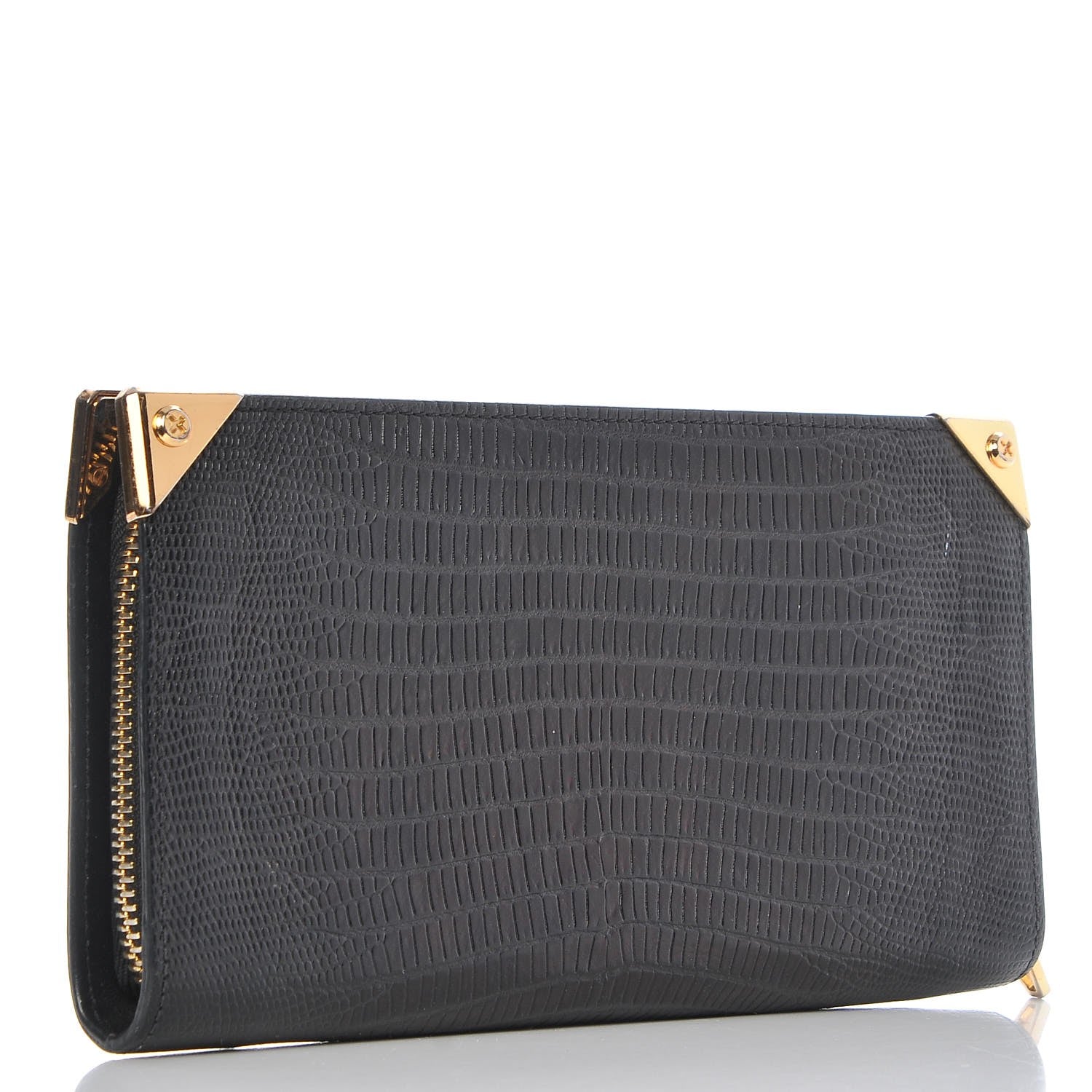Alexander Wang Lizard Calfskin Embossed Prisma Biker Wallet Black 3 of 13