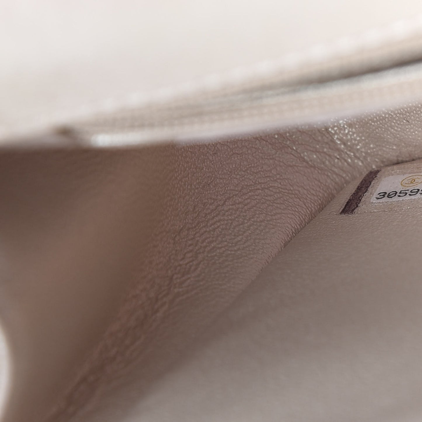 Iridescent Lambskin Quilted Mini Rectangular Flap Ivory