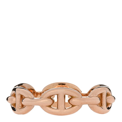 Hermes 18K Rose Gold PM Chaine d'Ancre Enchainee Ring 58 8.25 5 of 9