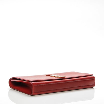 Saint Laurent Grain De Poudre Classic Monogram Clutch Red 4 of 9