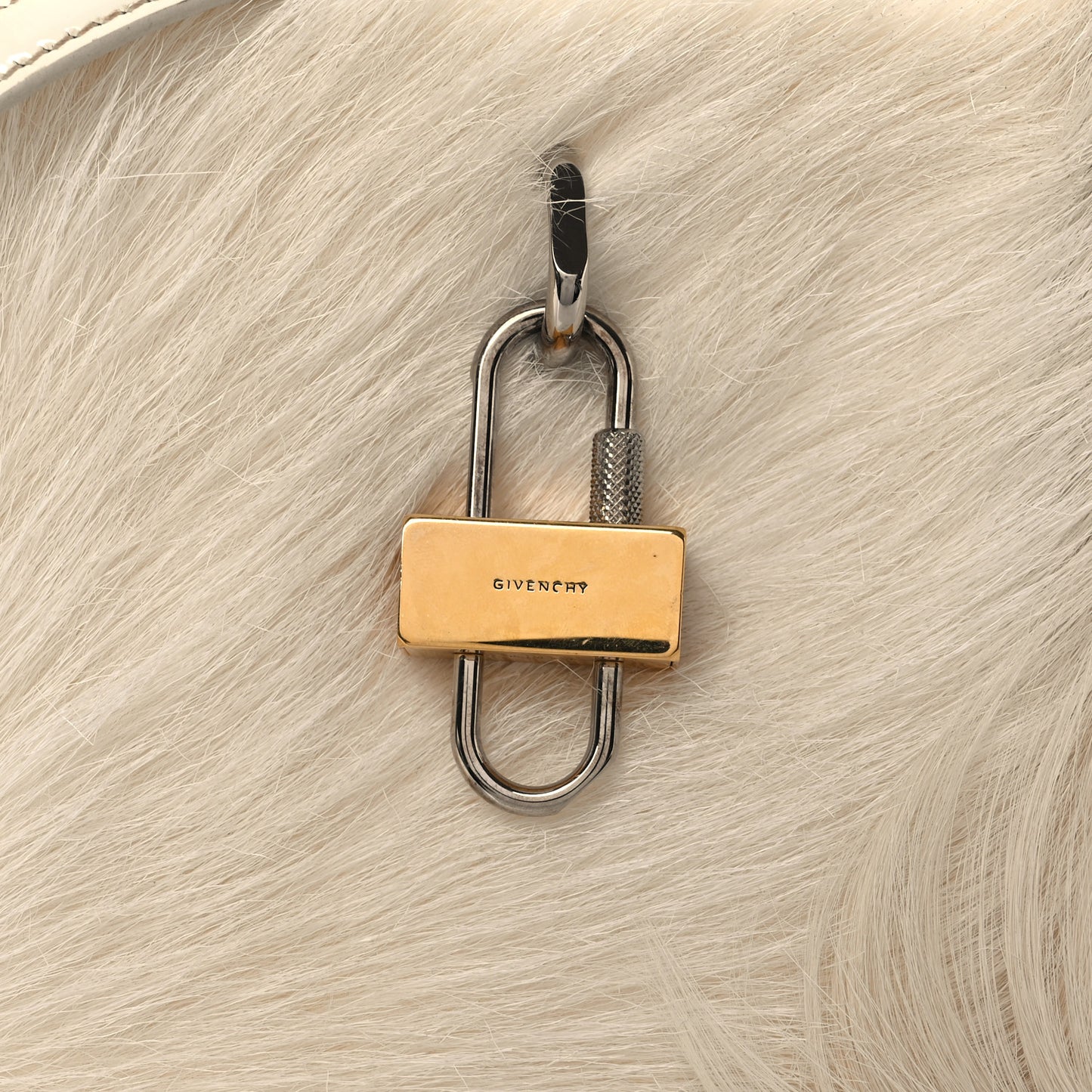 Faux Fur XS Lock Antigona Shoulder Bag White