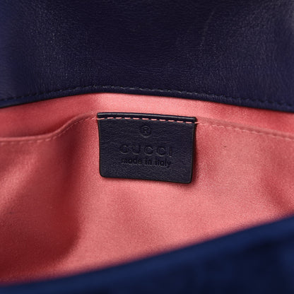 Gucci Velvet Matelasse Mini GG Marmont Shoulder Bag Cobalt Blue 8 of 10