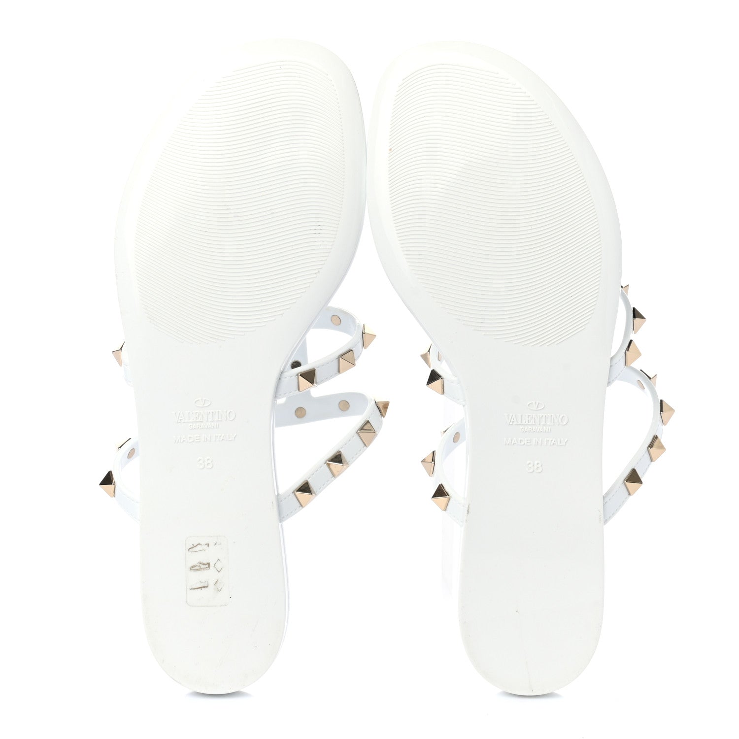 Valentino Garavani PVC Jelly Rockstud Caged Flat Thong Sandals 38 Optic White 5 of 8
