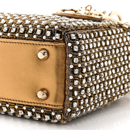 Christian Dior Metallic Calfskin Crystal Mini Lady Dior Gold 11 of 17