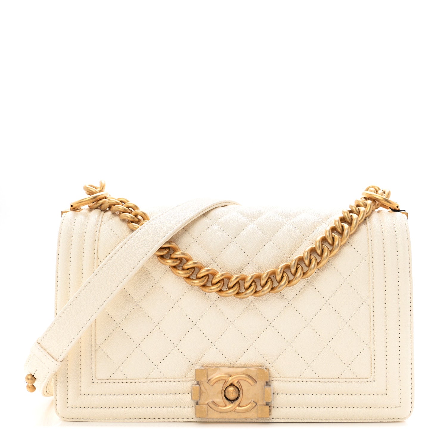 Chanel Caviar Quilted Medium Boy Flap White 1 of 11