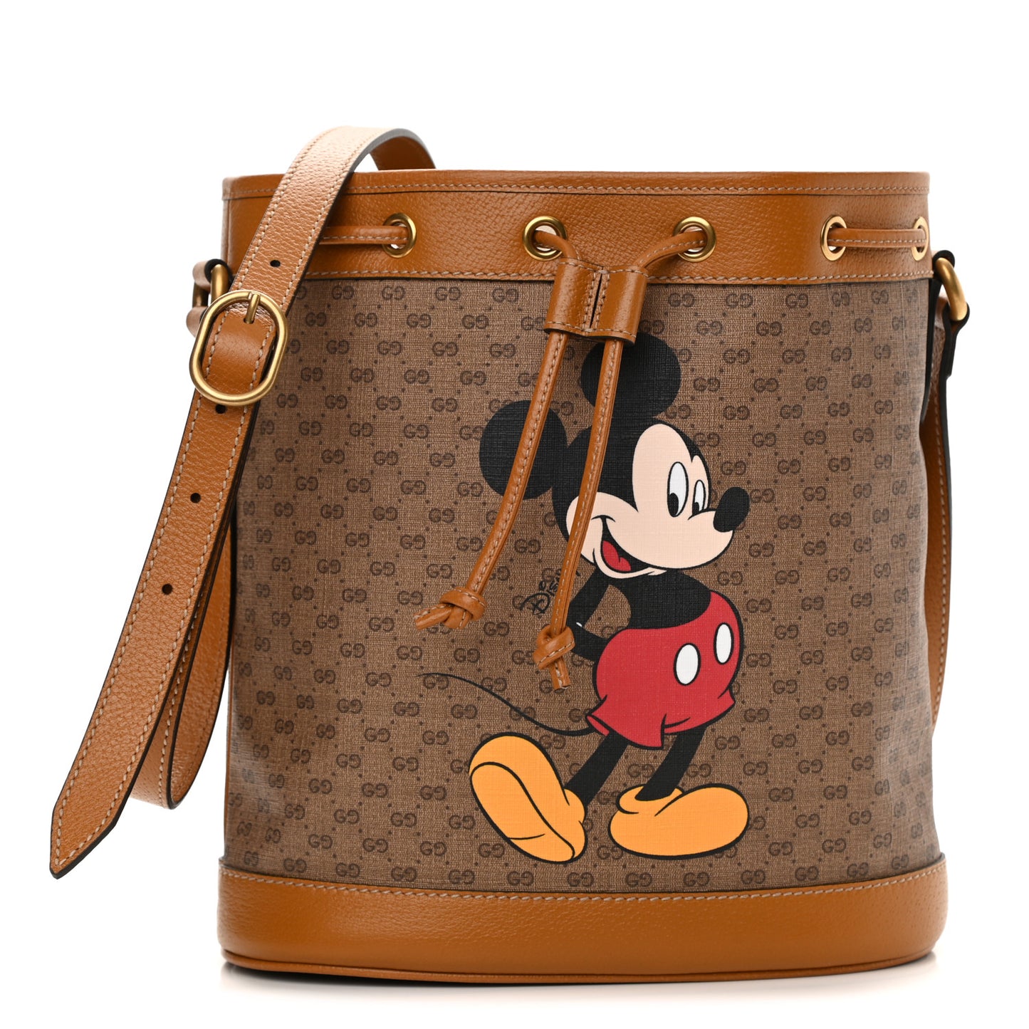 X DISNEY Mini Vintage GG Supreme Monogram Bucket Bag Beige Vintage Sun Oil