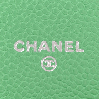 Chanel Caviar Chevron Quilted Flap Card Holder Green 6 of 9