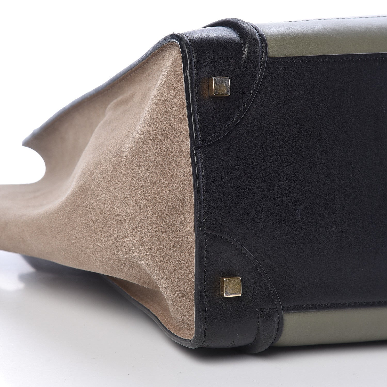 Celine Satin Calfskin Suede Mini Tri-Color Luggage Almond 10 of 13