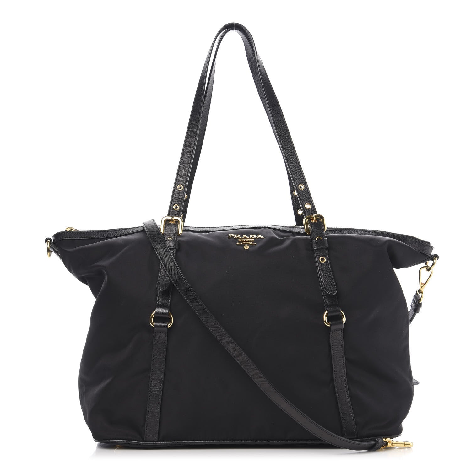 Prada Tessuto Nylon Saffiano Tote Black 1 of 8