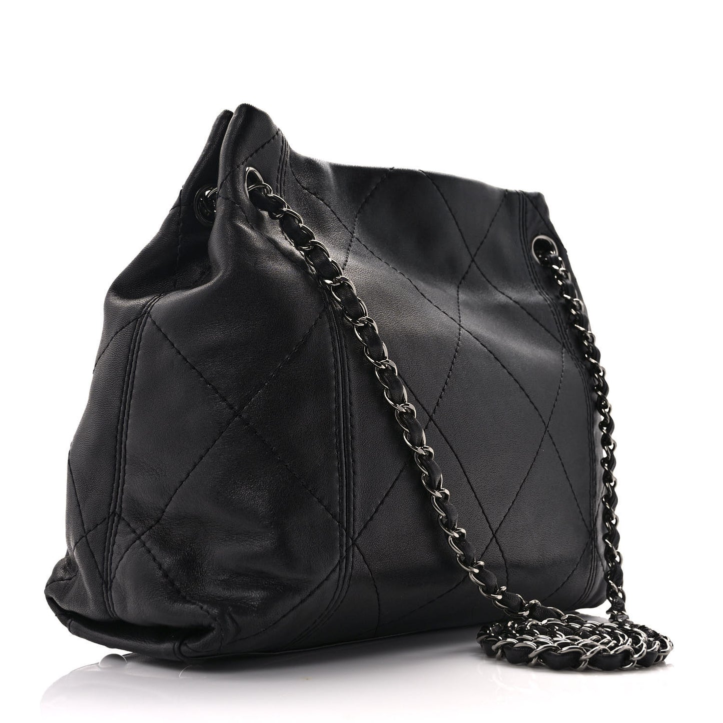 Lambskin Quilted Small Soft Touch Shoulder Bag Black
