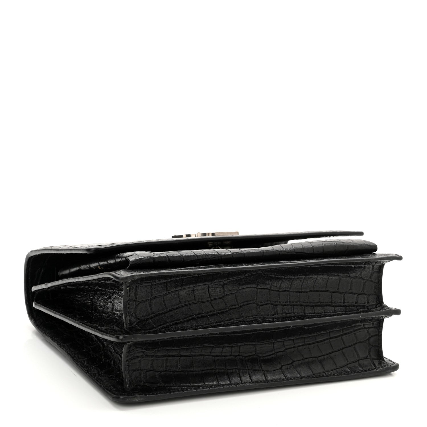 Saint Laurent Calfskin Crocodile Embossed Medium Monogram Sunset Black 4 of 13