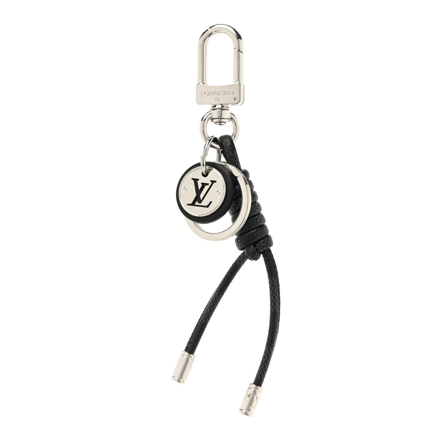 Louis Vuitton Palladium Damier Graphite Rope Bag Charm Key Holder 1 of 4