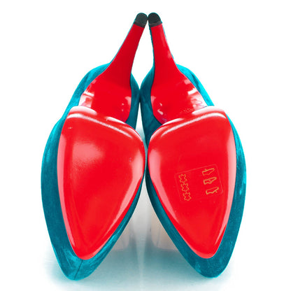 Christian Louboutin Suede Daffodile 160 Pumps 38.5 Peacock 5 of 8