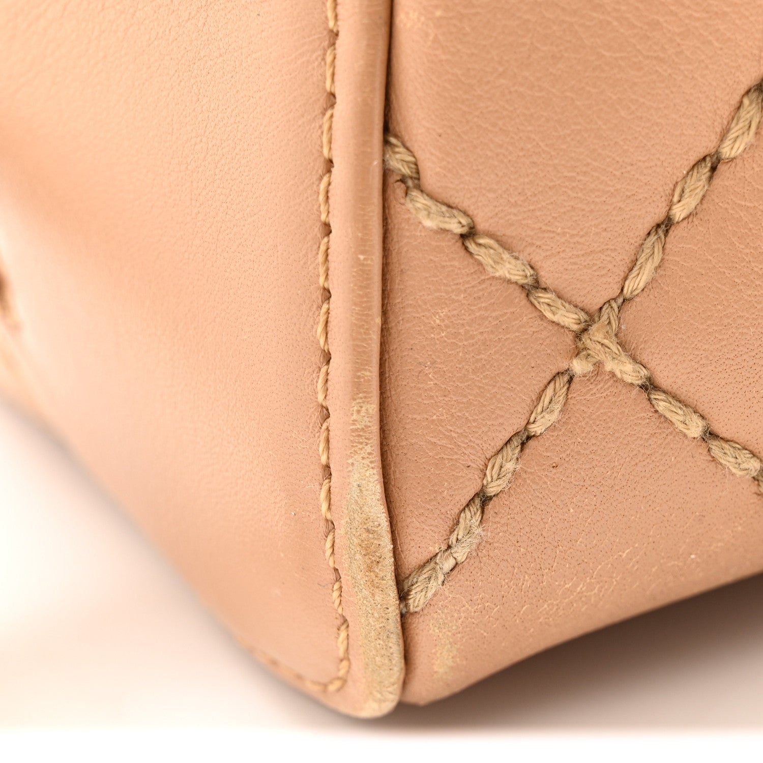 Chanel Calfskin Contrast Stitch Surpique Bowler Beige 20 of 21