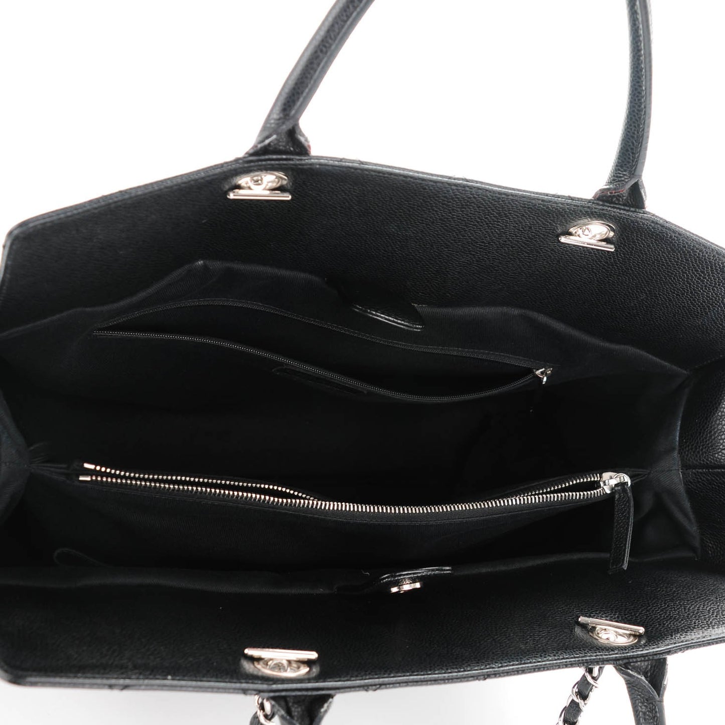 Caviar Large Soft CC Top Handle Tote Black