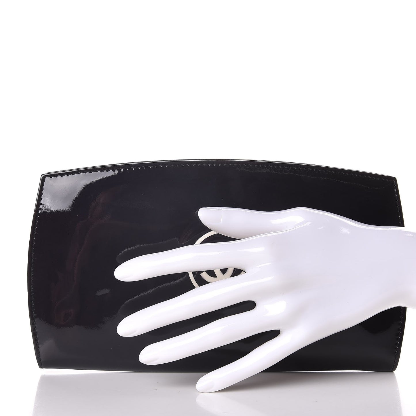 Patent Large CC Compact Zip Gusset Wallet Black