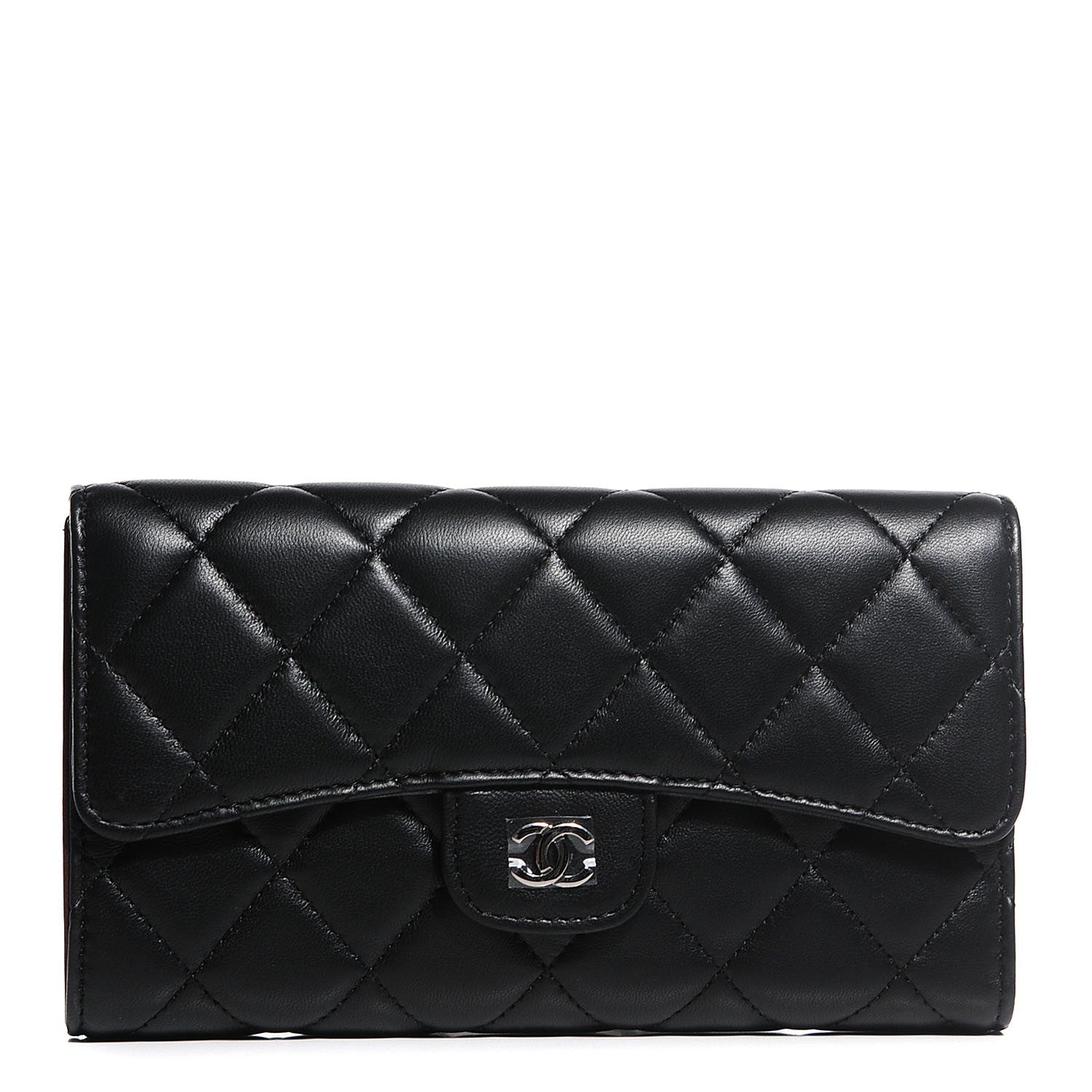 Chanel Lambskin Quilted Large Flap Wallet Black 1 of 7