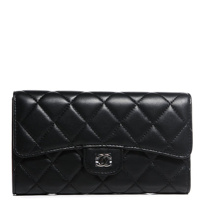 Chanel Lambskin Quilted Large Flap Wallet Black 1 of 7