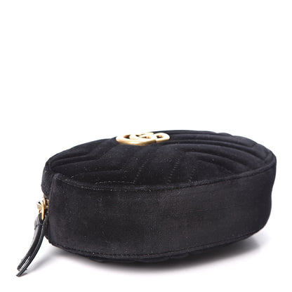 Gucci Velvet Matelasse GG Marmont Belt Bag 95 38 Black 3 of 10