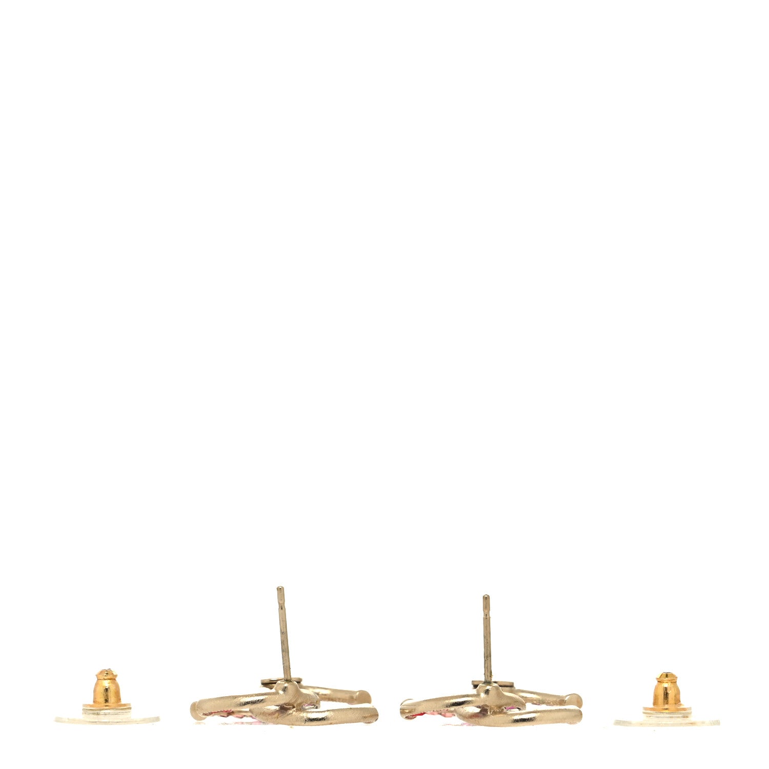 Chanel Crystal Baguette CC Earrings Gold Multicolor 3 of 4