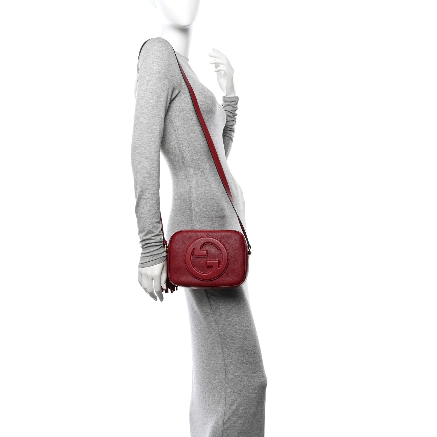 Gucci Sakai Be Green Calfskin Diagonal Stitched Small Blondie Shoulder Bag Rosso 2 of 10