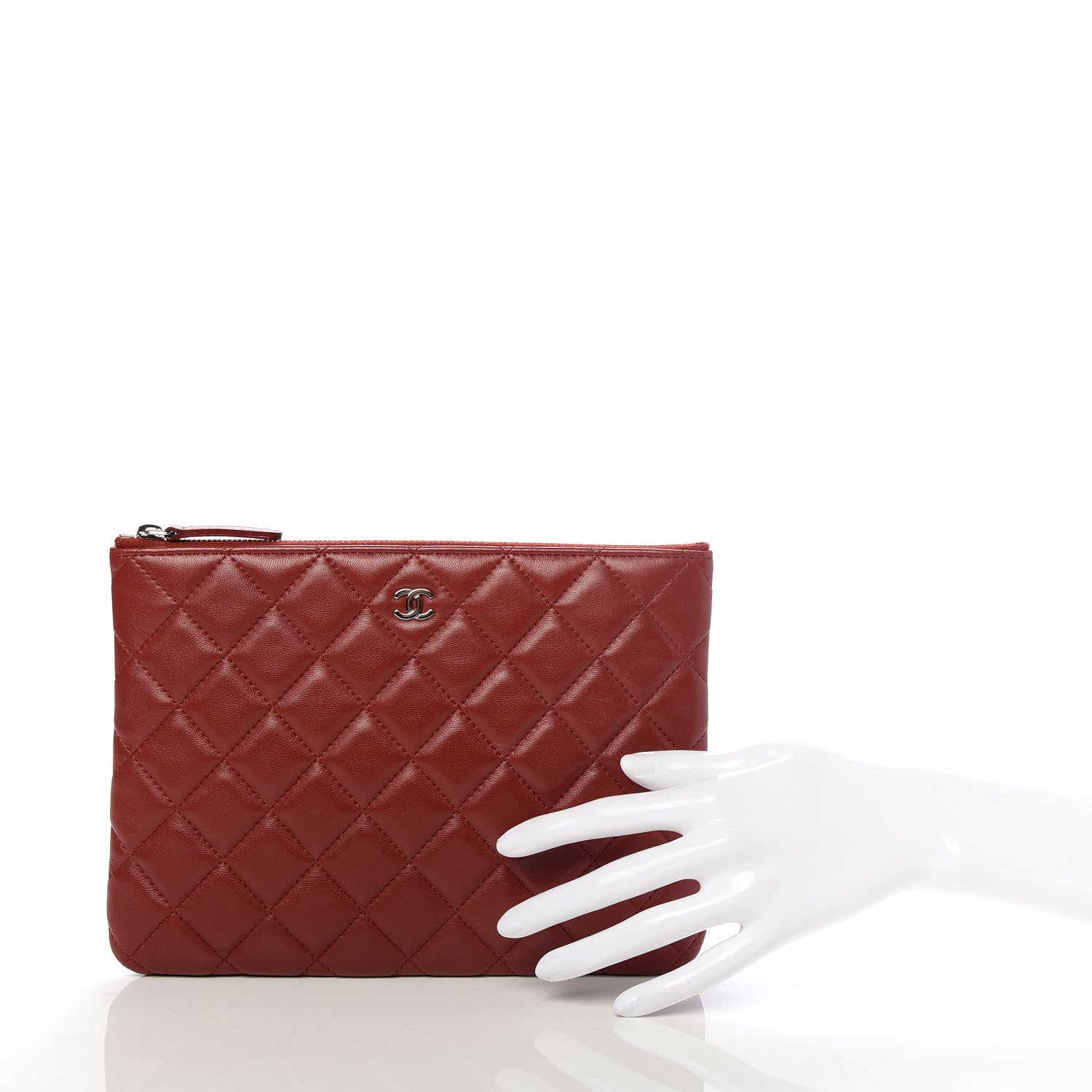 Chanel Lambskin Quilted Medium Cosmetic Case Red 2 of 8