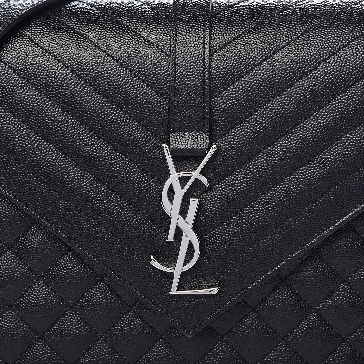 Saint Laurent Grain De Poudre Large Tri-Quilt Monogram Satchel Black 10 of 10