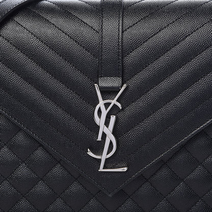 Saint Laurent Grain De Poudre Large Tri-Quilt Monogram Satchel Black 10 of 10