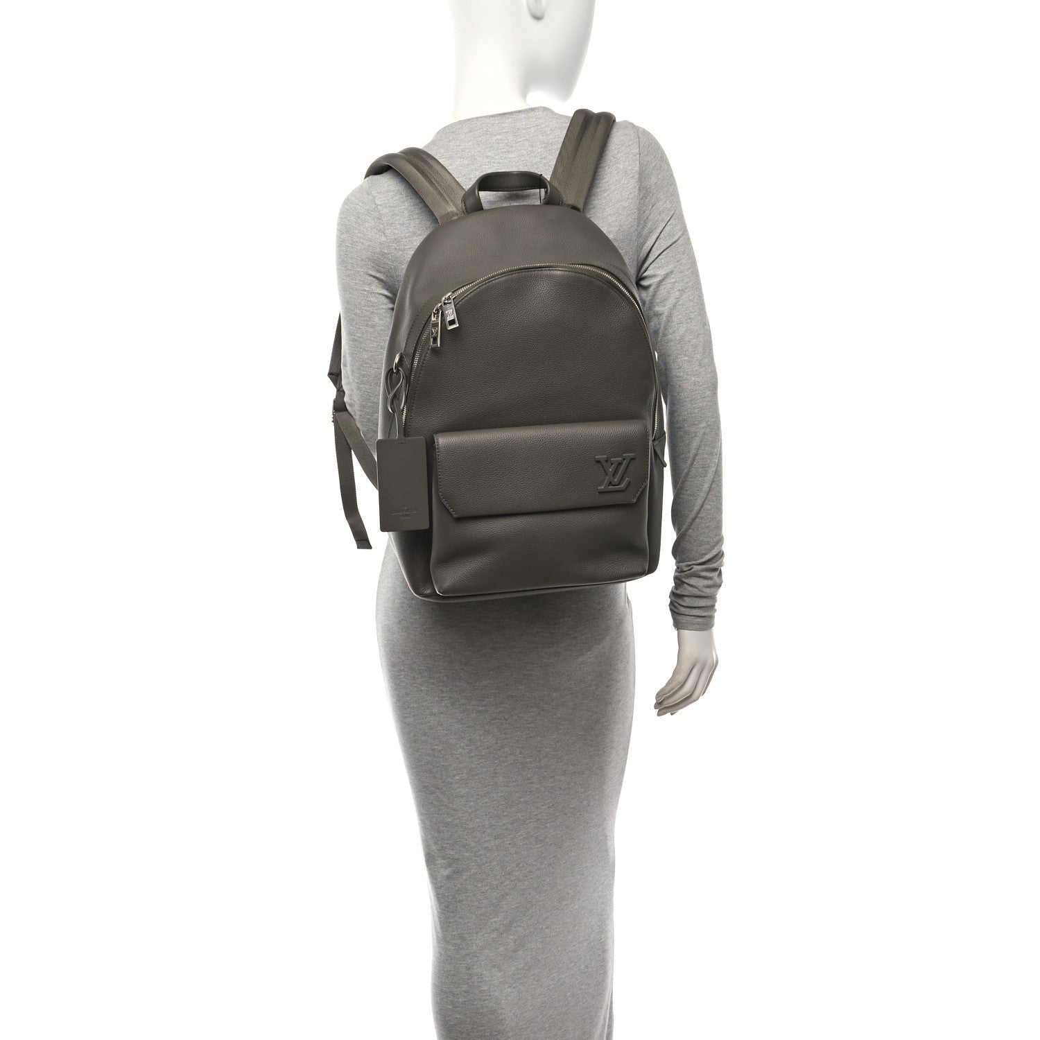 Louis Vuitton Grained Calfskin Aerogram Takeoff Backpack Grey 2 of 9