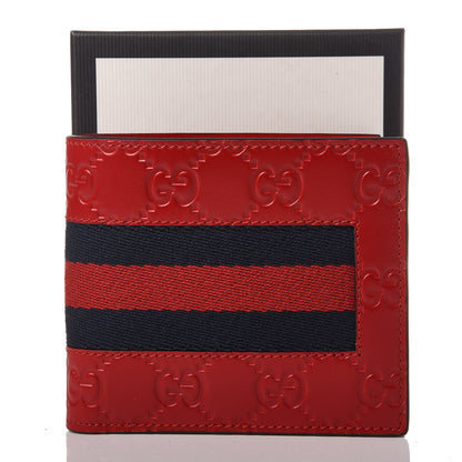 Gucci Guccissima Signature Web New Web Bi-Fold Coin Wallet Hibiscus Red 8 of 8
