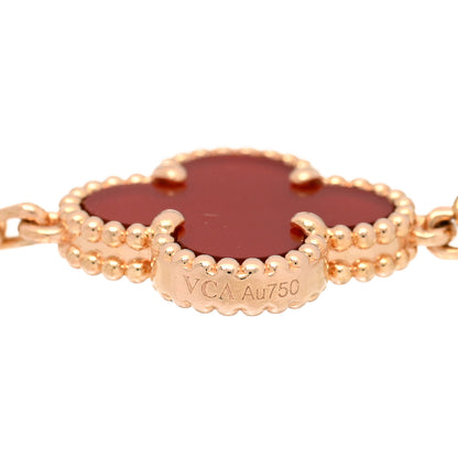 Van Cleef & Arpels 18K Rose Gold Carnelian 5 Motifs Guilloche Vintage Alhambra Bracelet 4 of 4
