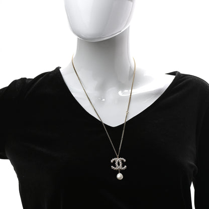 Chanel Crystal Pearl CC Drop Necklace Gold 2 of 5