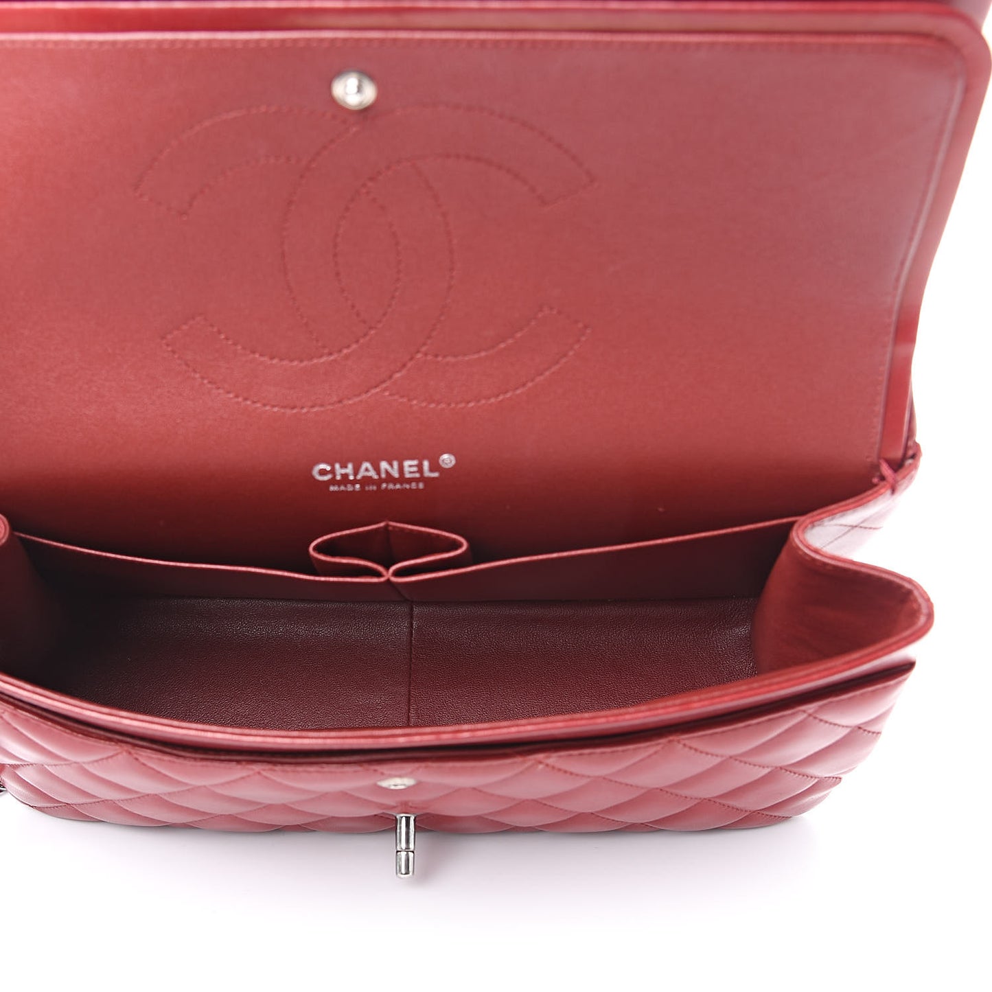 Lambskin Quilted Jumbo Double Flap Dark Red