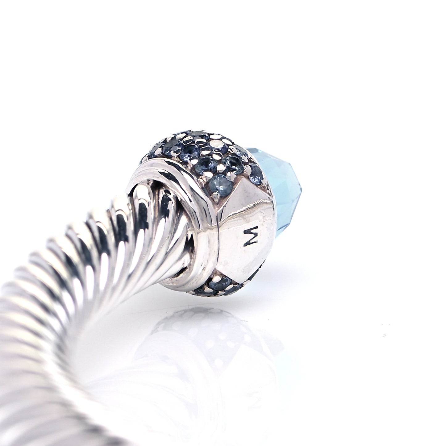 Sterling Silver Blue Topaz Blue Sapphire 5mm Cable Candy Bracelet