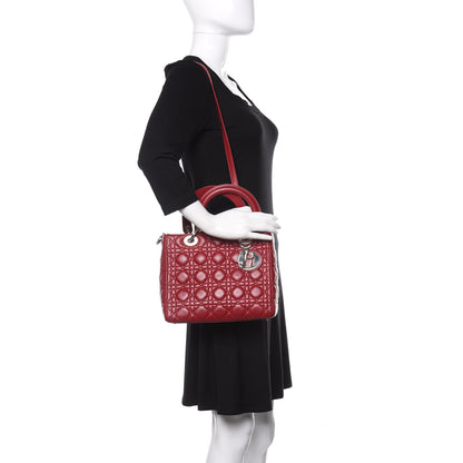 Christian Dior Lambskin Cannage Medium Lady Dior Red 2 of 11