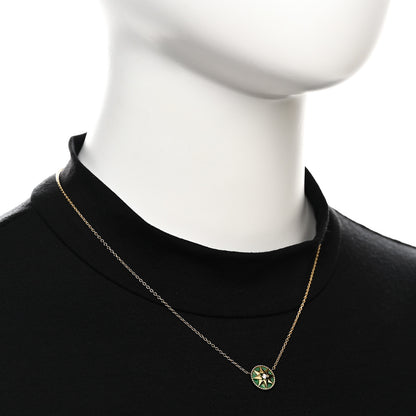 Christian Dior 18K Yellow Gold Diamond Malachite Rose Des Vents Necklace 2 of 6