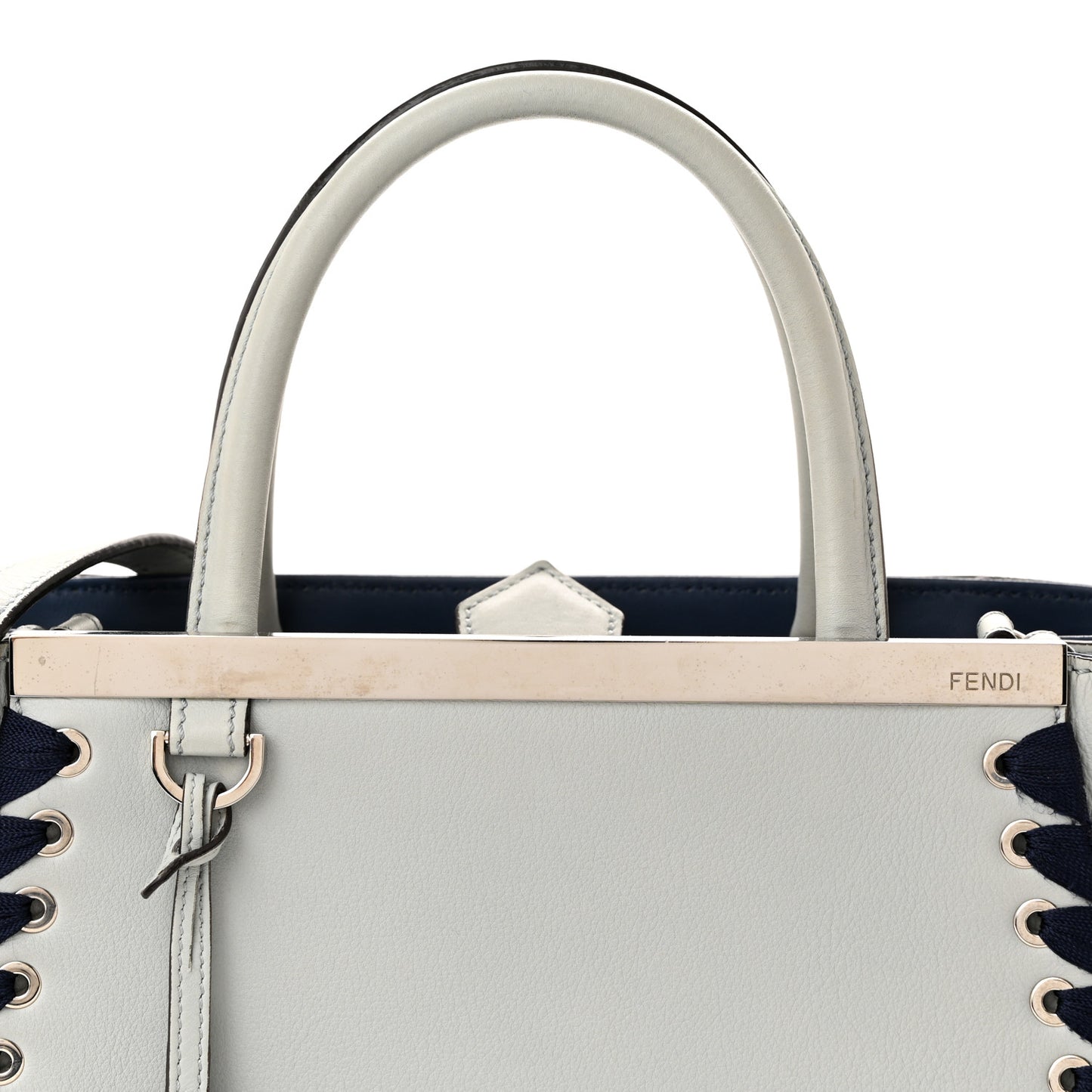 Vitello Dolce Ribbon Lace Up Petite 2Jours Tote Perla Blueberry