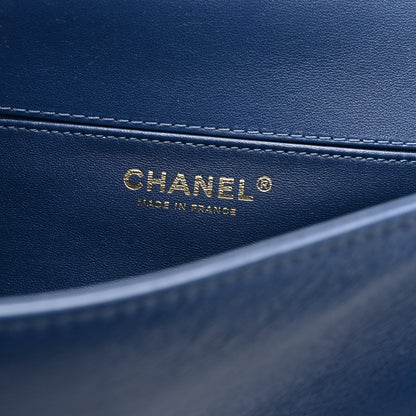Chanel Lambskin Quilted Medium Top Handle Boy Flap Blue 6 of 10