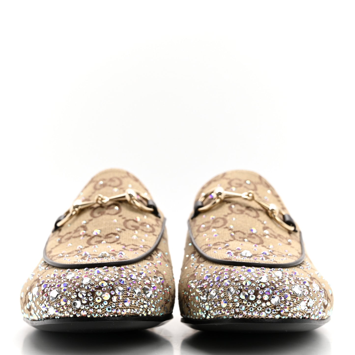 Crystal Canvas GG Monogram Nappa Womens Princetown Slippers 37.5 Beige Ebony New Acero