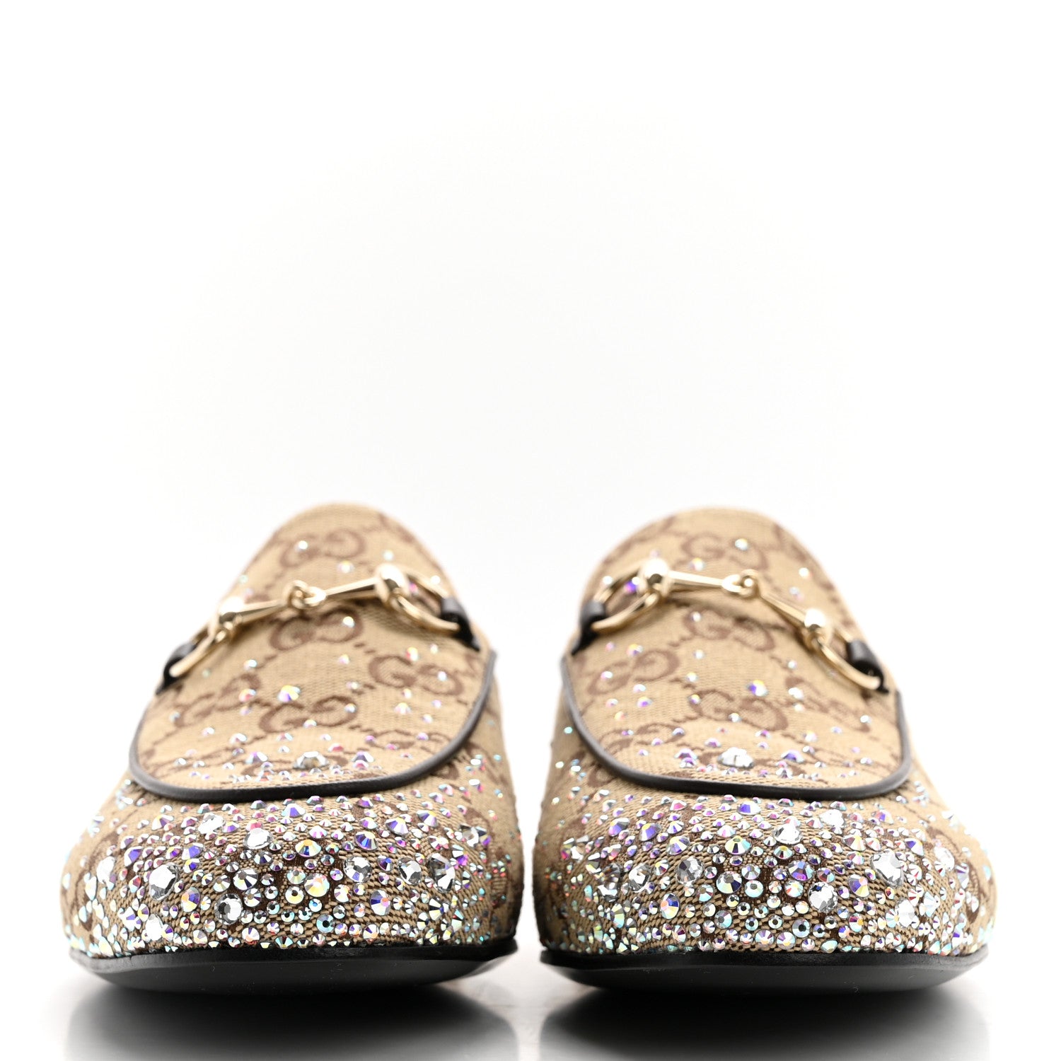 Gucci Crystal Canvas GG Monogram Nappa Womens Princetown Slippers 37.5 Beige Ebony New Acero 2 of 9