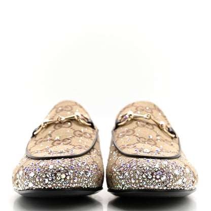 Gucci Crystal Canvas GG Monogram Nappa Womens Princetown Slippers 37.5 Beige Ebony New Acero 2 of 9