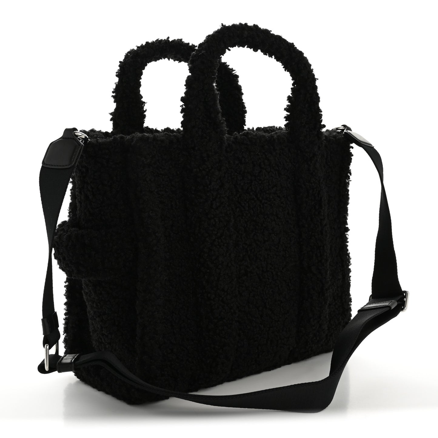 Polyester Cotton Medium The Teddy Traveler Tote Bag Black